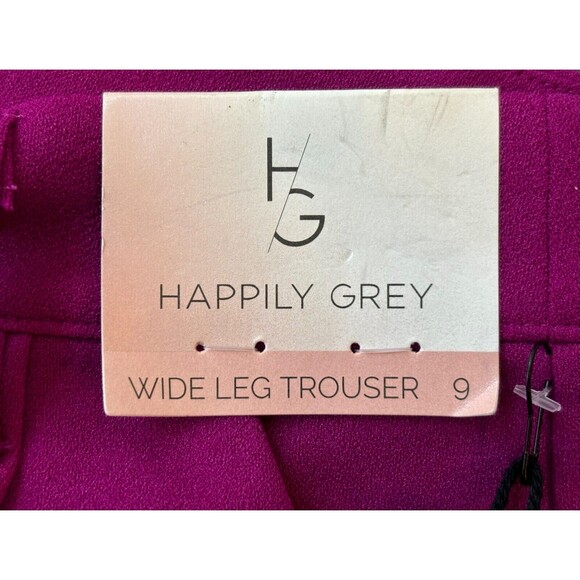 Happily Grey Women's SIZE 9 Wide Leg Trouser Pants Flair Slit Bottom Purple Pink - Picture 8 of 8